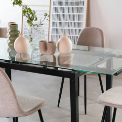 Casa Viva Mesa de comedor extensible de cristal Praga 200/140x80x76cm Outlet