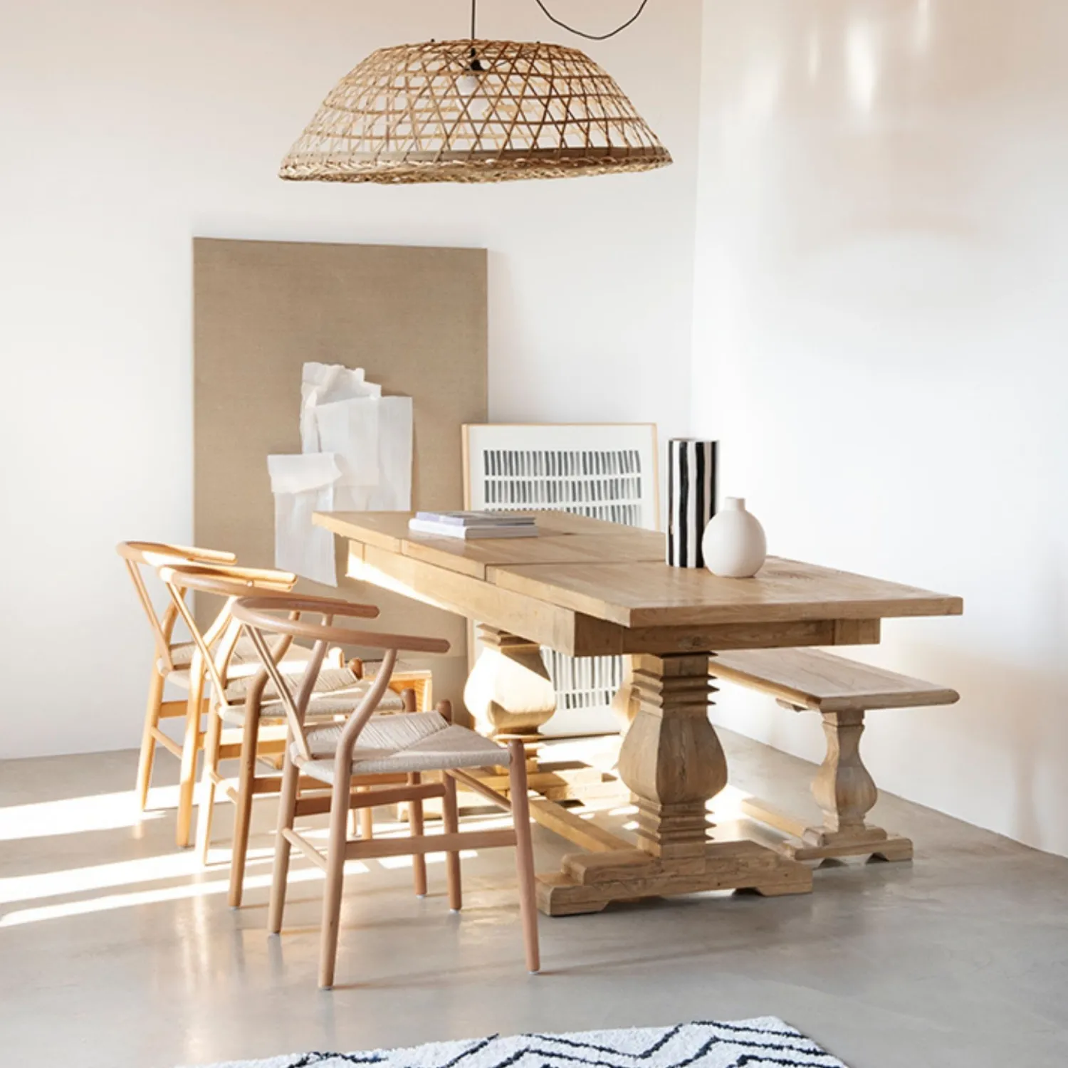 Casa Viva Mesa de comedor extensible de madera de olmo reciclada Toulouse 160/220x80x76cm Discount