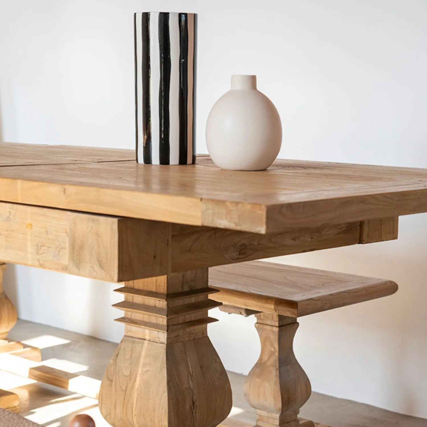 Casa Viva Mesa de comedor extensible de madera de olmo reciclada Toulouse 160/220x80x76cm Discount