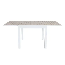 Casa Viva Mesa de jardín extensible de aluminio blanco con efecto madera Albir 90/180x90x76cm Online