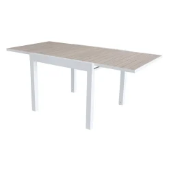 Casa Viva Mesa de jardín extensible de aluminio blanco con efecto madera Albir 90/180x90x76cm Online