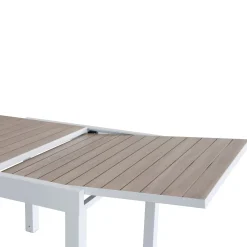 Casa Viva Mesa de jardín extensible de aluminio blanco con efecto madera Albir 90/180x90x76cm Online