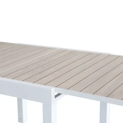 Casa Viva Mesa de jardín extensible de aluminio blanco con efecto madera Albir 90/180x90x76cm Online