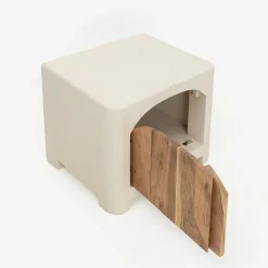 Casa Viva Mesita de noche de madera de acacia y microcemento Kurli 50x40x45cm Clau&Chloe New