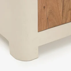 Casa Viva Mesita de noche de madera de acacia y microcemento Kurli 50x40x45cm Clau&Chloe New