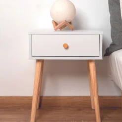 Casa Viva Mesita de noche de madera con 1 cajón Deva 40x30x50cm New