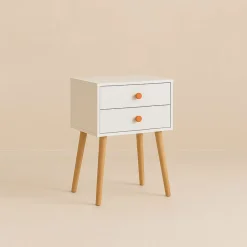 Casa Viva Mesita de noche de madera con 2 cajones Deva 40x30x63cm Best