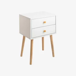 Casa Viva Mesita de noche de madera con 2 cajones Deva 40x30x63cm Best