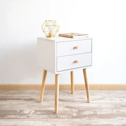 Casa Viva Mesita de noche de madera con 2 cajones Deva 40x30x63cm Best