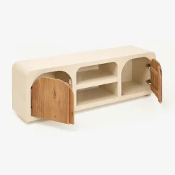 Casa Viva Mueble de TV de microcemento y madera de acacia Kurli 140x35x45cm Clau&Chloe Discount