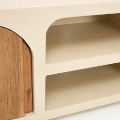 Casa Viva Mueble de TV de microcemento y madera de acacia Kurli 140x35x45cm Clau&Chloe Discount