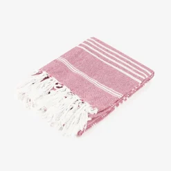 Casa Viva Pareo de algodón con rayas rojas Cannes 85x170cm Outlet