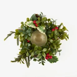 Casa Viva Portavelas de acebo y piñas Ø18x8cm Sale