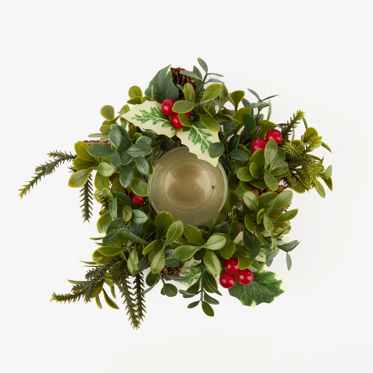 Casa Viva Portavelas de acebo y piñas Ø18x8cm Sale