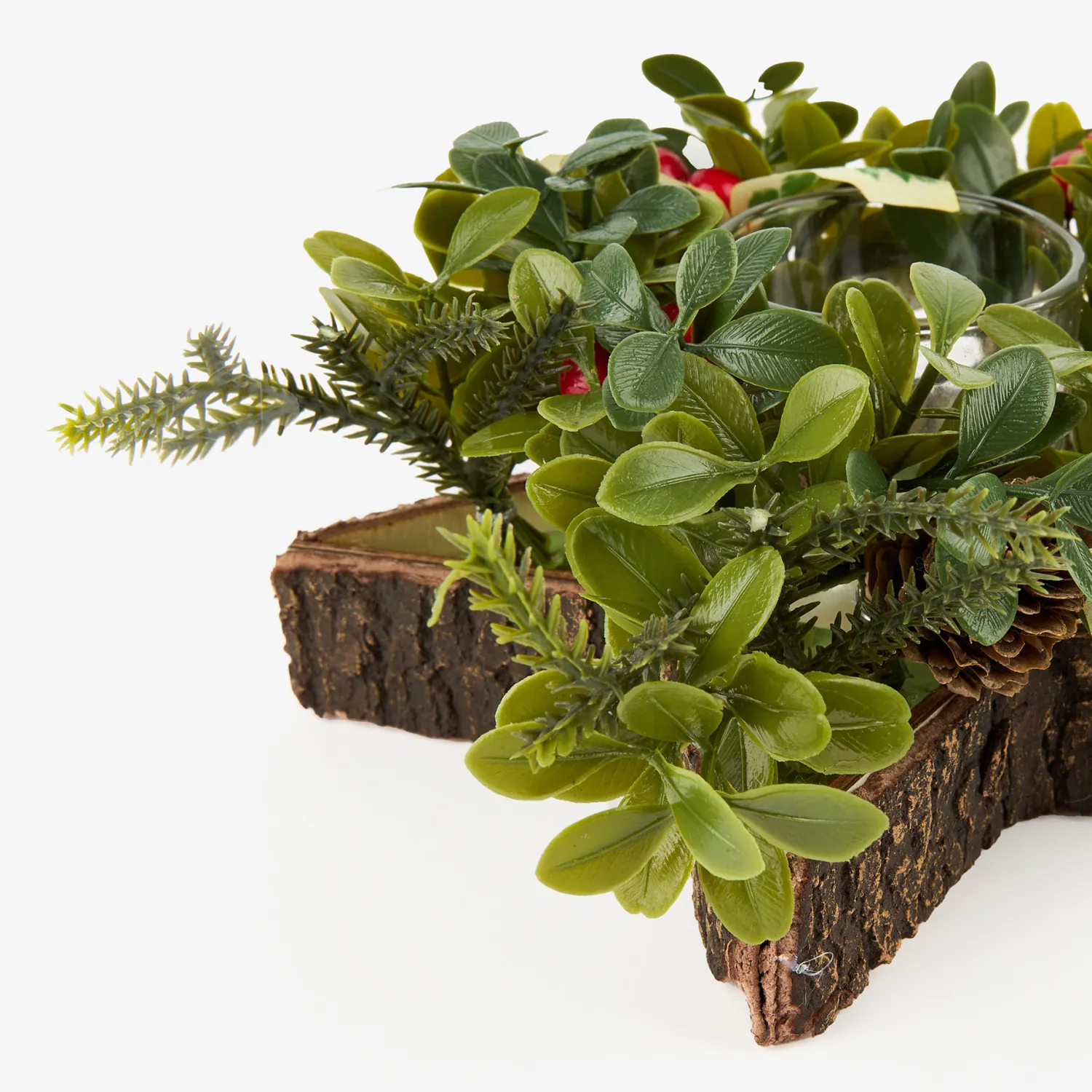 Casa Viva Portavelas de acebo y piñas Ø18x8cm Sale