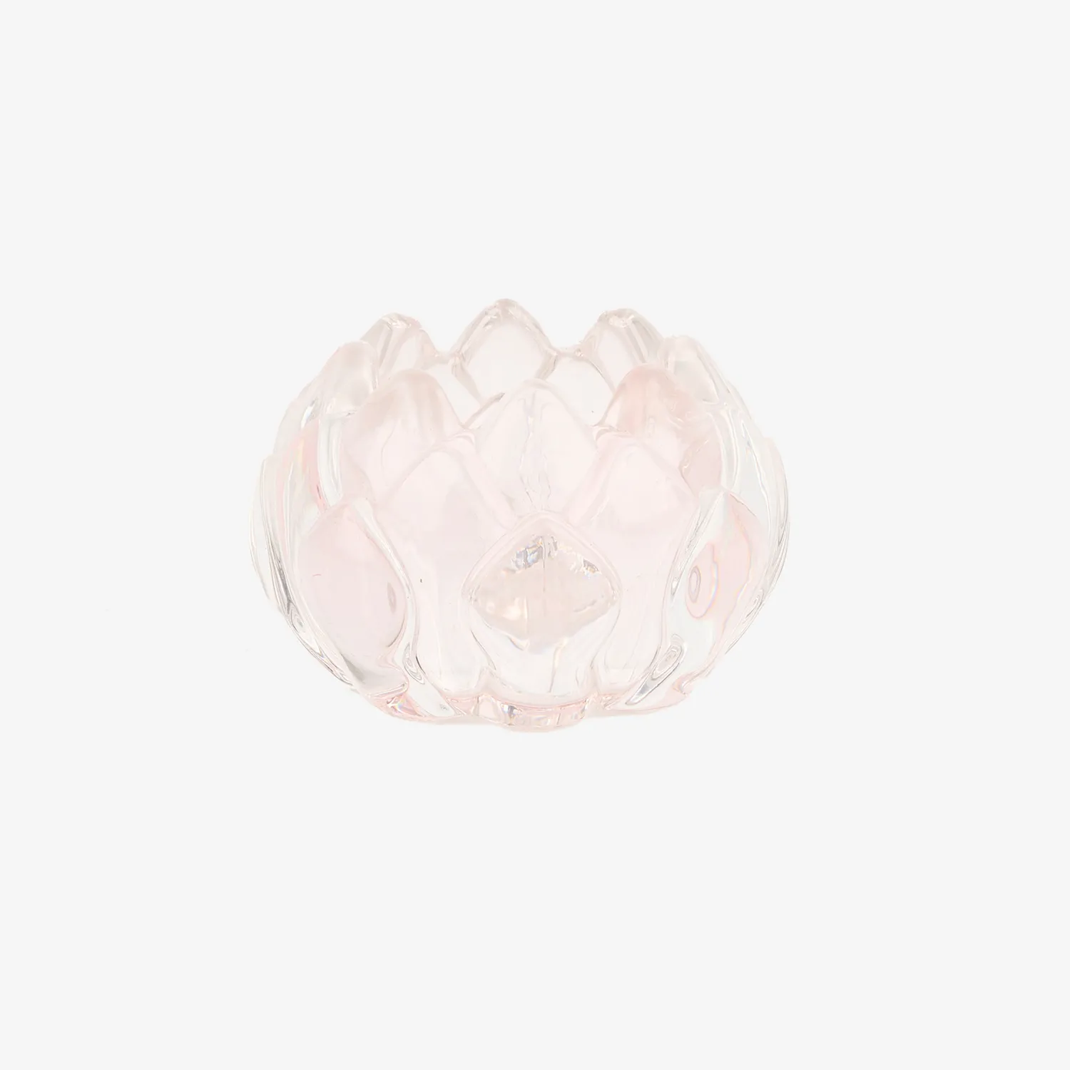 Casa Viva Portavelas de cristal rosa Flor Ø8x5,5cm Discount