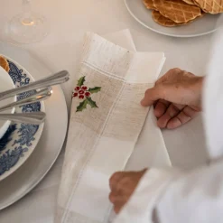 Casa Viva Servilleta blanca bordado Muérdago 45x45cm Hot