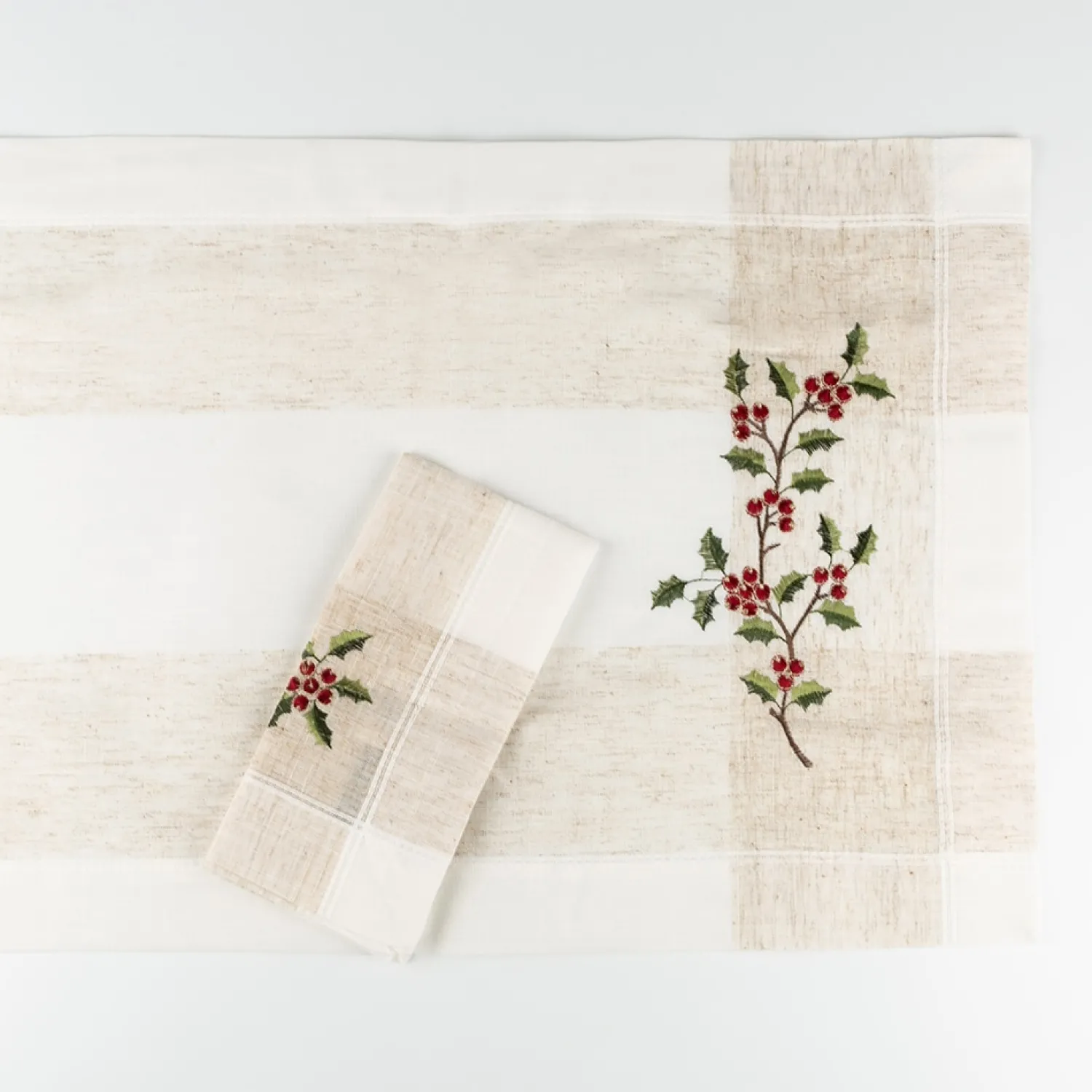Casa Viva Servilleta blanca bordado Muérdago 45x45cm Hot