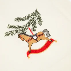 Casa Viva Servilleta blanca bordado Caballo balancín 45x45cm Sale