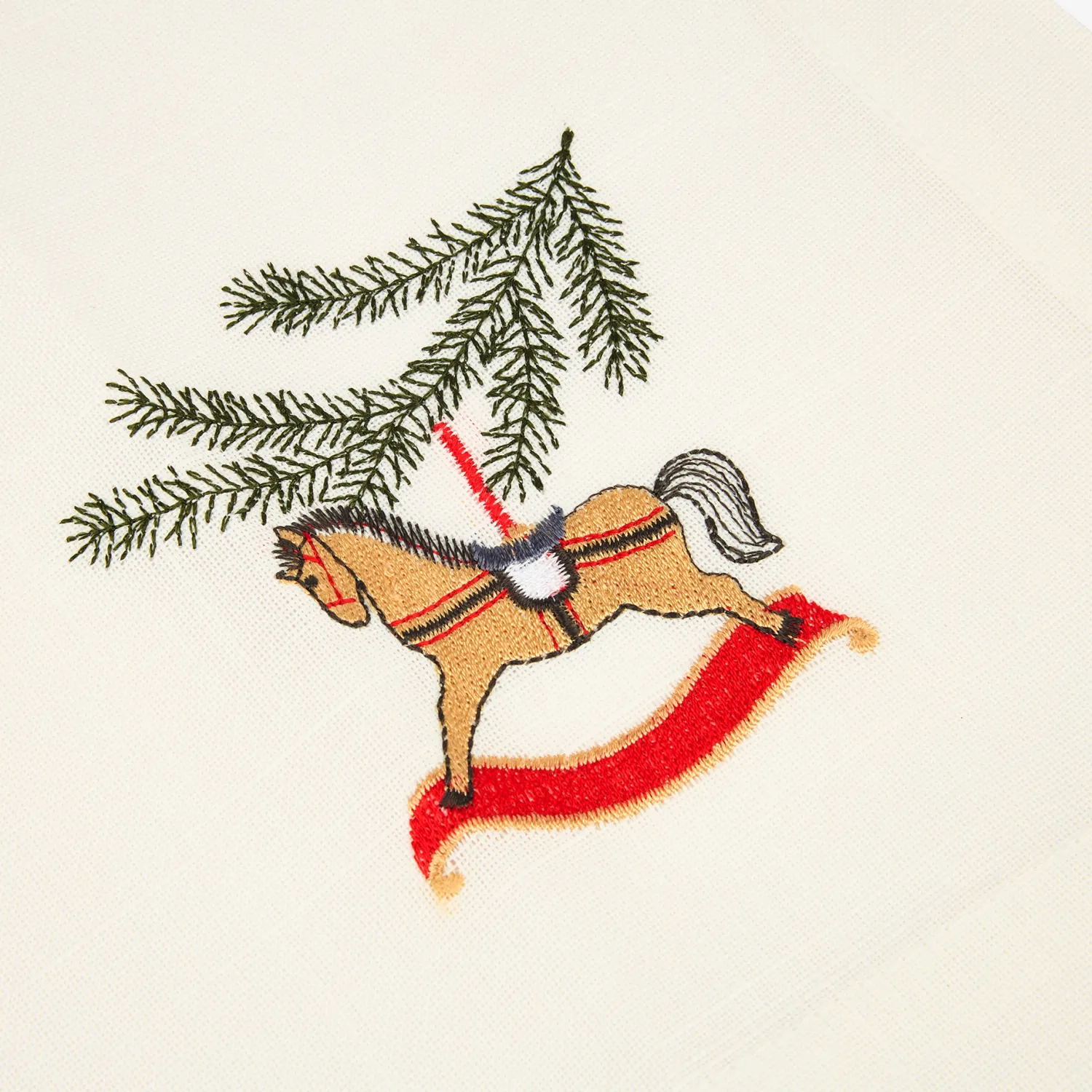 Casa Viva Servilleta blanca bordado Caballo balancín 45x45cm Sale