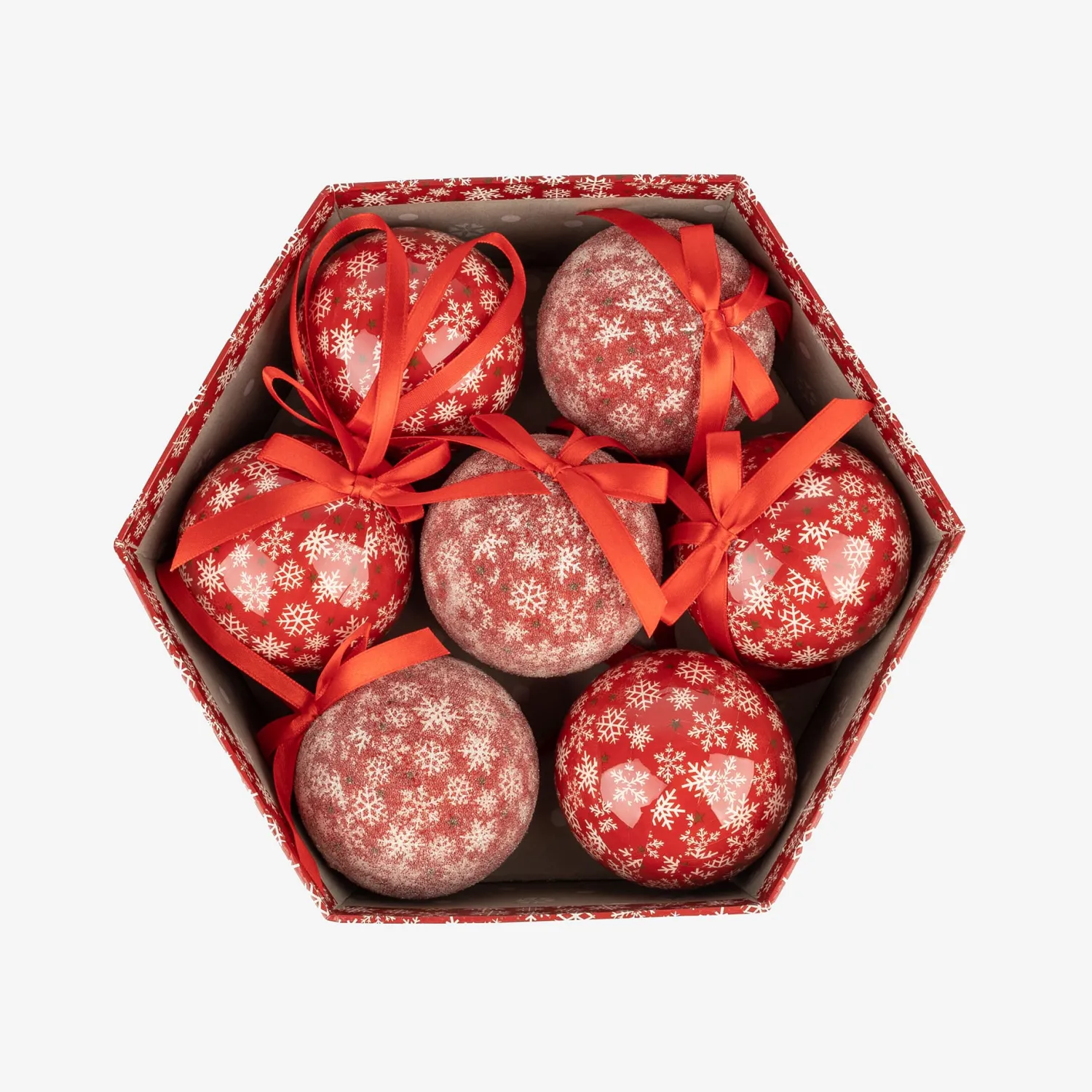 Casa Viva Set 7 bolas decorativas rojas copos de nieve 7,5cm Best