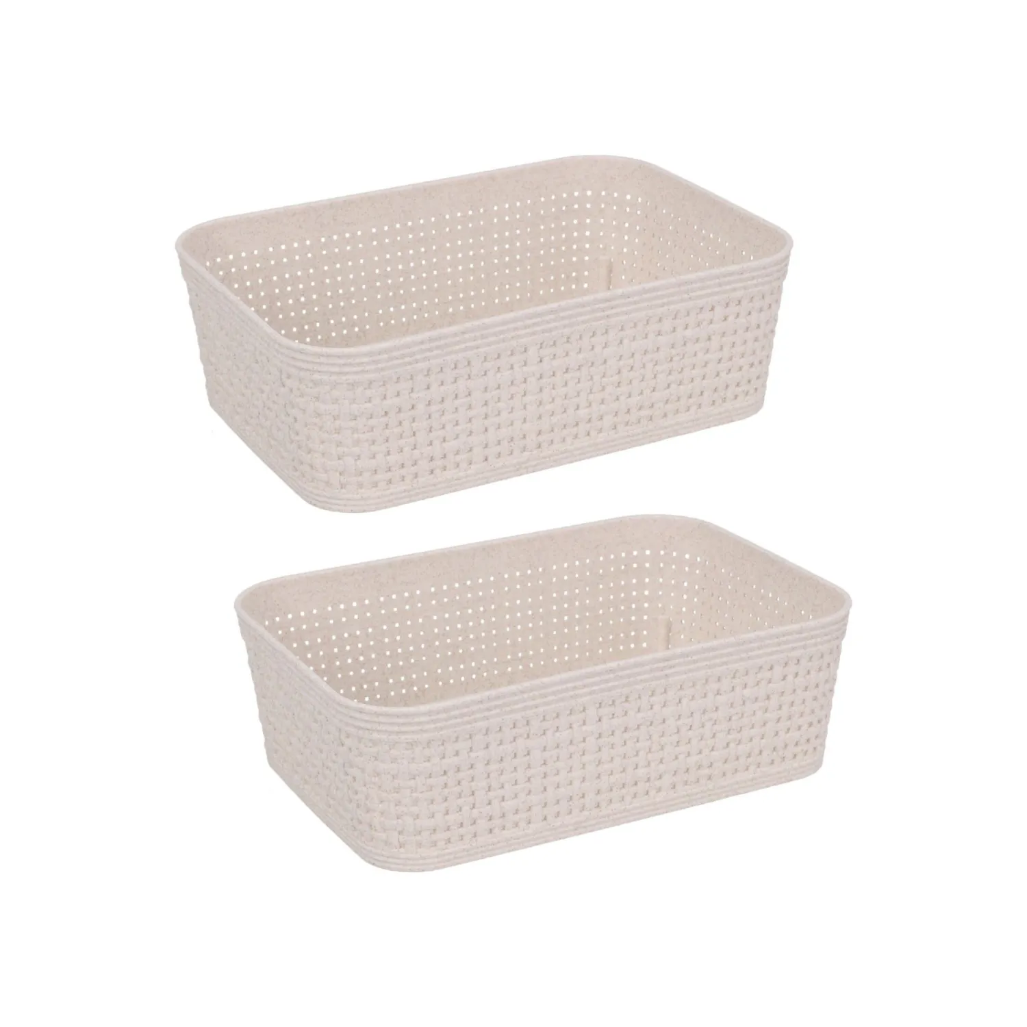 Casa Viva Set de 2 cestas de plástico beige Badet 19x14x6cm Clearance