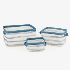 Casa Viva Set de 3 cestas de rayas azules Blue