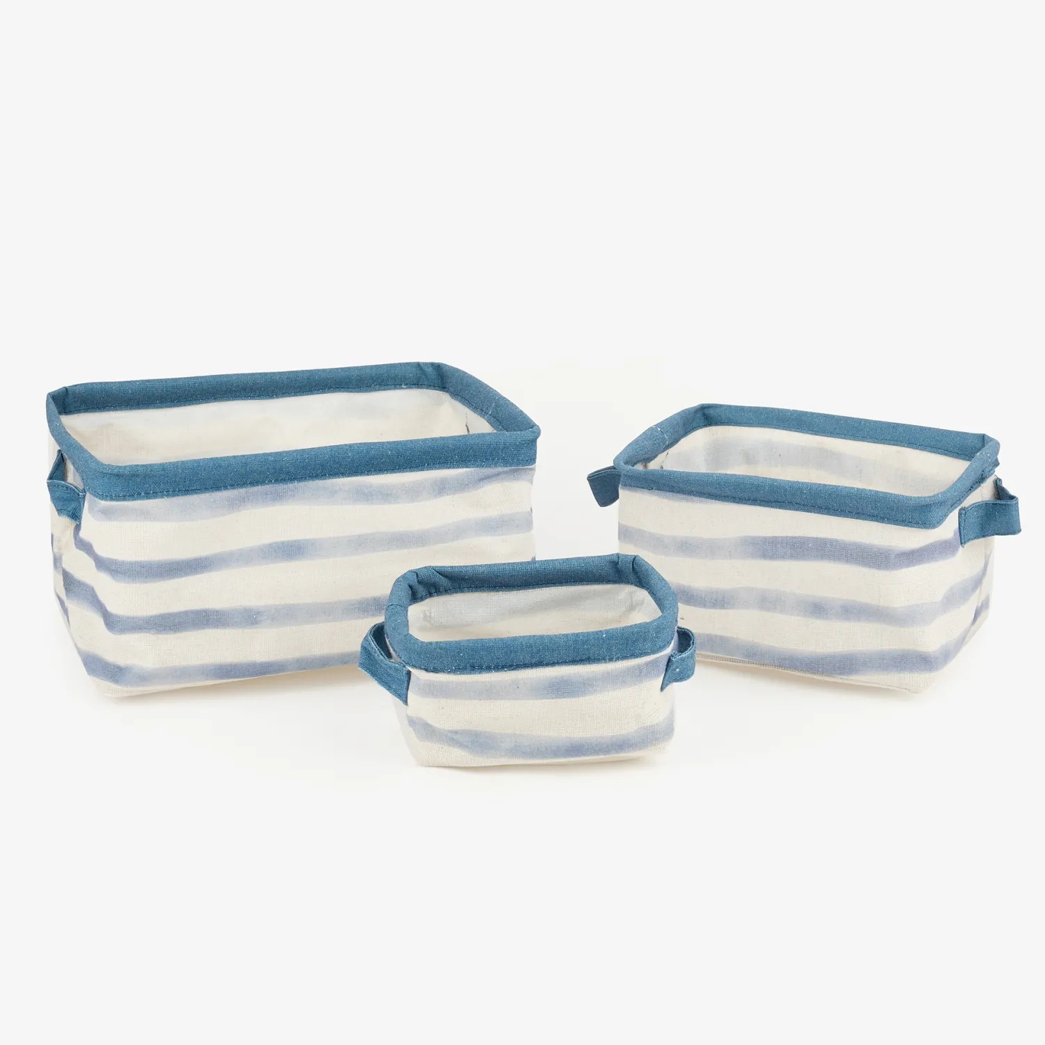 Casa Viva Set de 3 cestas de rayas azules Blue