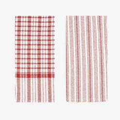 Casa Viva Set de 2 paños de algodón con rayas rojas Midson45x65cm Online