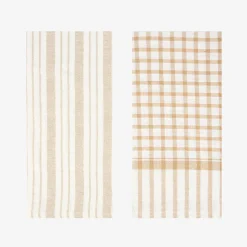 Casa Viva Set de 2 paños de algodón rayas beige Midson 45x65cm Clearance