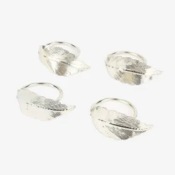 Casa Viva Set de 4 servilleteros de metal plateados Best