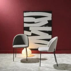 Casa Viva Set de 2 sillas de comedor de metal con tela gris Caleb 50x54x78cm Hot