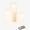 Casa Viva Set de 3 velas LED marfil con mando 15-20-25 cm