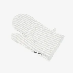 Casa Viva Set de manopla y agarradera de algodón con rayas grises