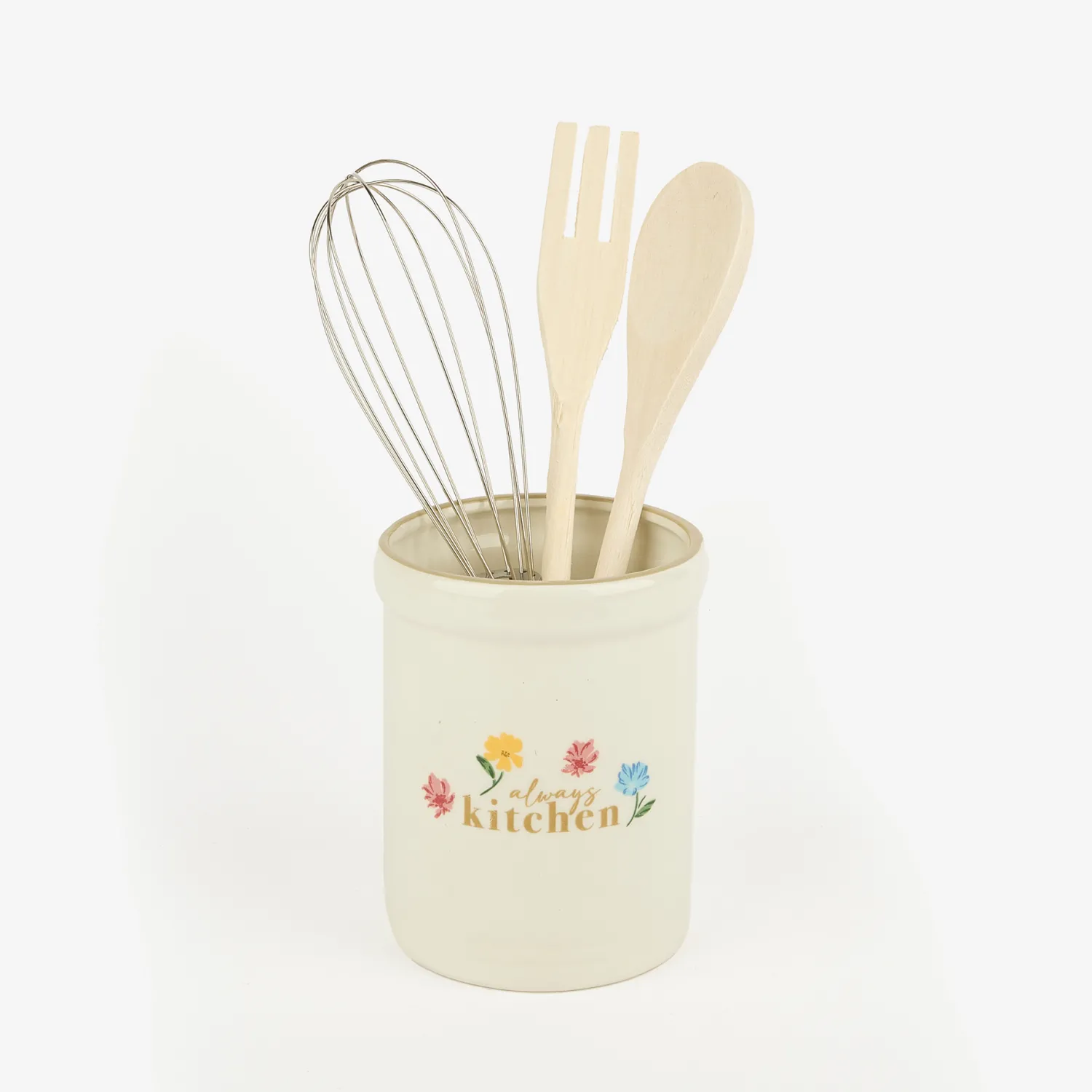 Casa Viva Set de utensilios de cocina con portautensilios de cerámica Flores Ø10x13cm Clearance