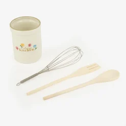 Casa Viva Set de utensilios de cocina con portautensilios de cerámica Flores Ø10x13cm Clearance