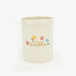Casa Viva Set de utensilios de cocina con portautensilios de cerámica Flores Ø10x13cm Clearance