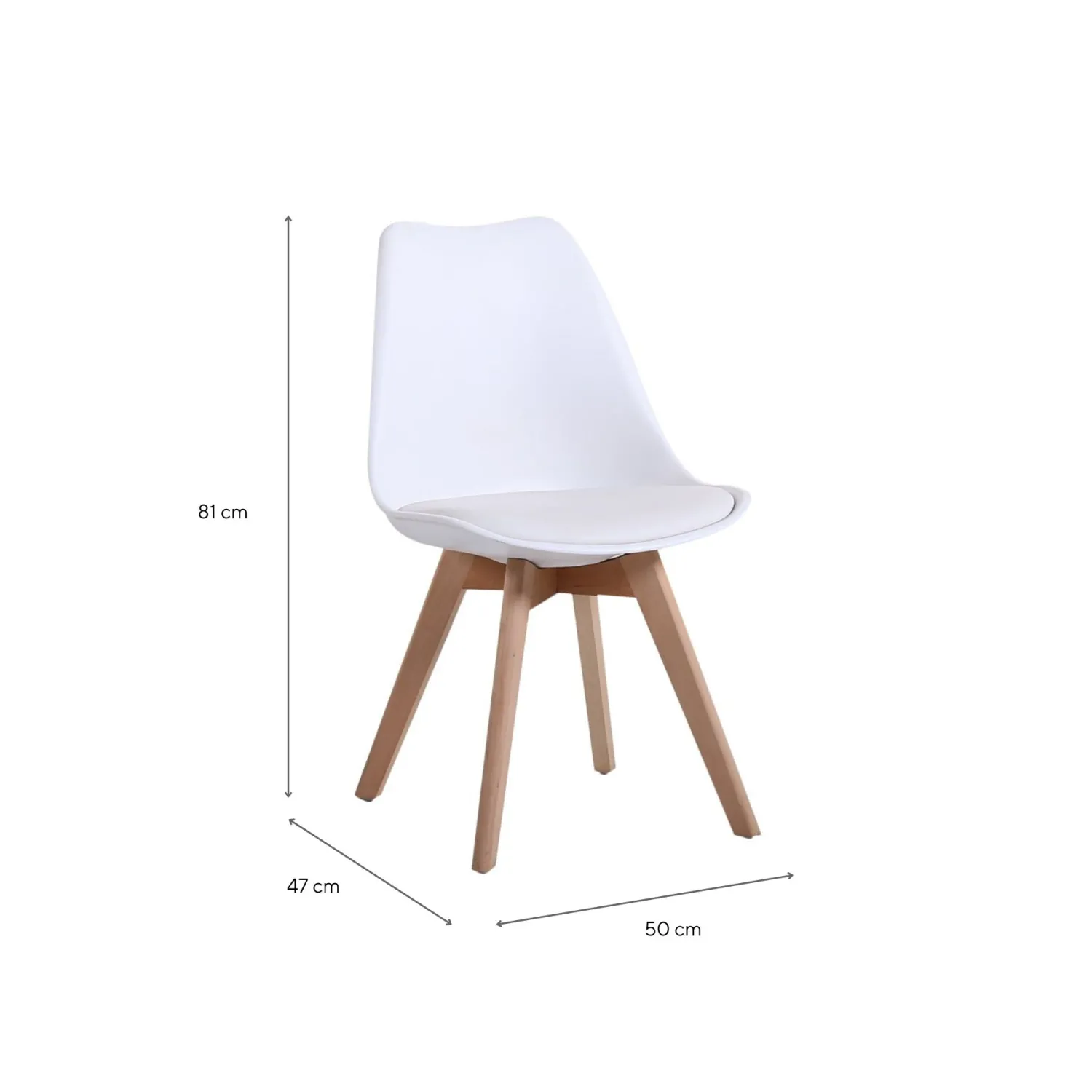 Casa Viva Silla de comedor blanca acolchada Leisure 50x47x81cm Best