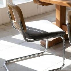 Casa Viva Silla de comedor de madera de olmo y ratán gris Leonor 47,5x63,5x82cm Clau&Chloe Outlet