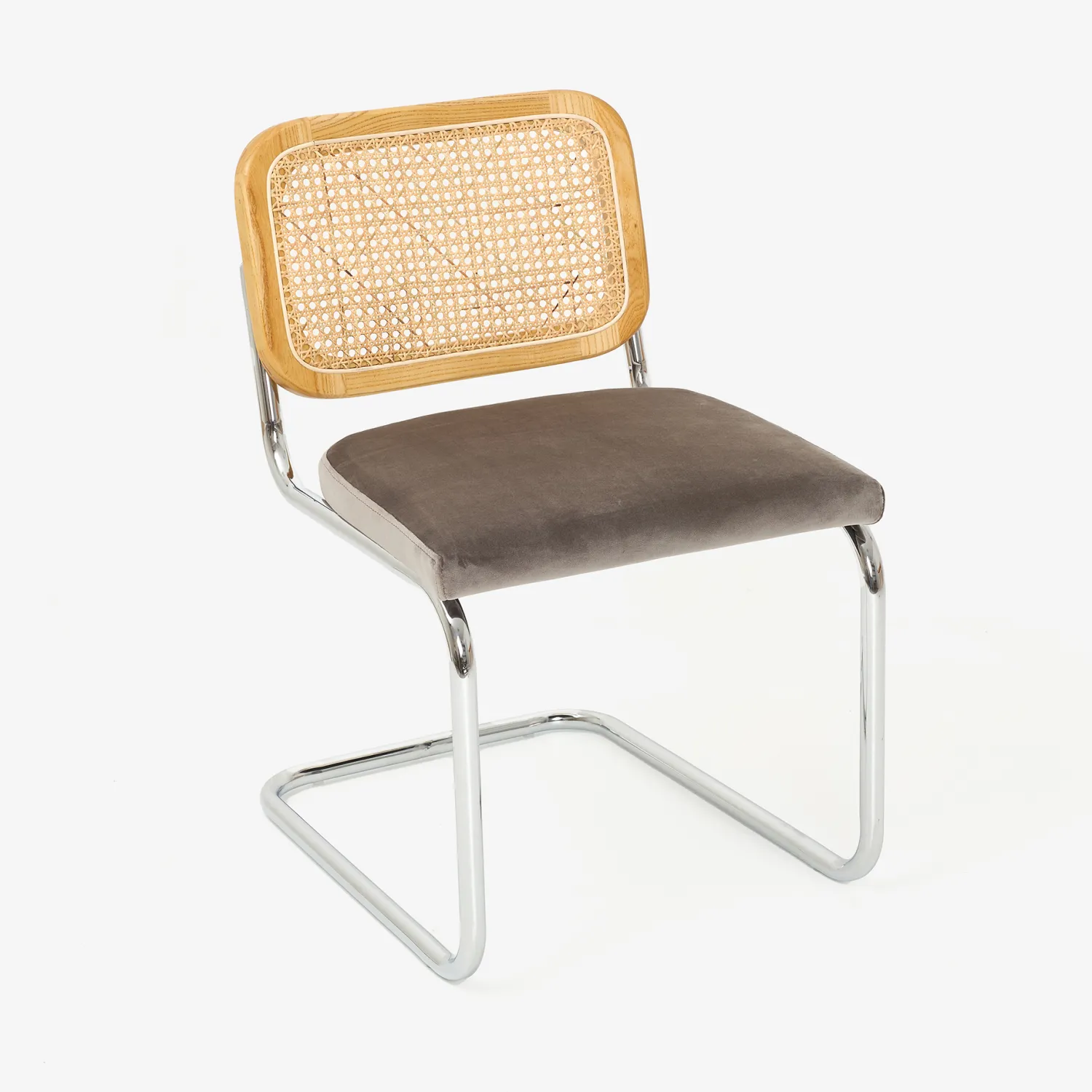 Casa Viva Silla de comedor de madera de olmo y ratán gris Leonor 47,5x63,5x82cm Clau&Chloe Outlet