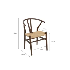 Casa Viva Silla de comedor de madera de olmo marrón oscuro Irma 49x42x78cm Clau&Chloe Best