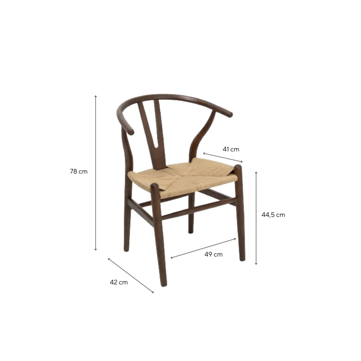 Casa Viva Silla de comedor de madera de olmo marrón oscuro Irma 49x42x78cm Clau&Chloe Best