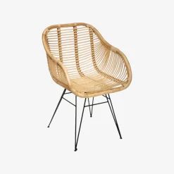 Casa Viva Silla de comedor de ratán y metal Adriane 60x58x85cm Online