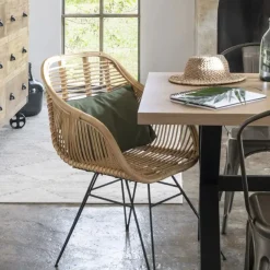 Casa Viva Silla de comedor de ratán y metal Adriane 60x58x85cm Online