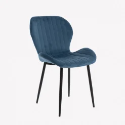Casa Viva Silla de comedor de terciopelo azul oscuro Lydia 54x50x86cm Clau&Chloe Discount