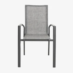 Casa Viva Silla de jardín apilable de aluminio y textilene gris 58x65x91,5cm Discount