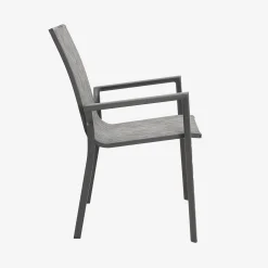 Casa Viva Silla de jardín apilable de aluminio y textilene gris 58x65x91,5cm Discount