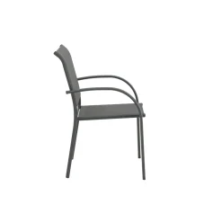 Casa Viva Silla de jardín de aluminio y textilene gris Tabarca 56x62x88cm