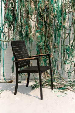 Casa Viva Silla de jardín negra de aluminio y DuraOcean 61x55x92cm Hot