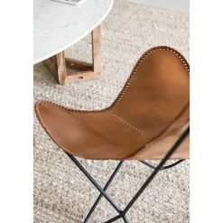 Casa Viva Silla mariposa de cuero marrón July 75x87x86cm Best